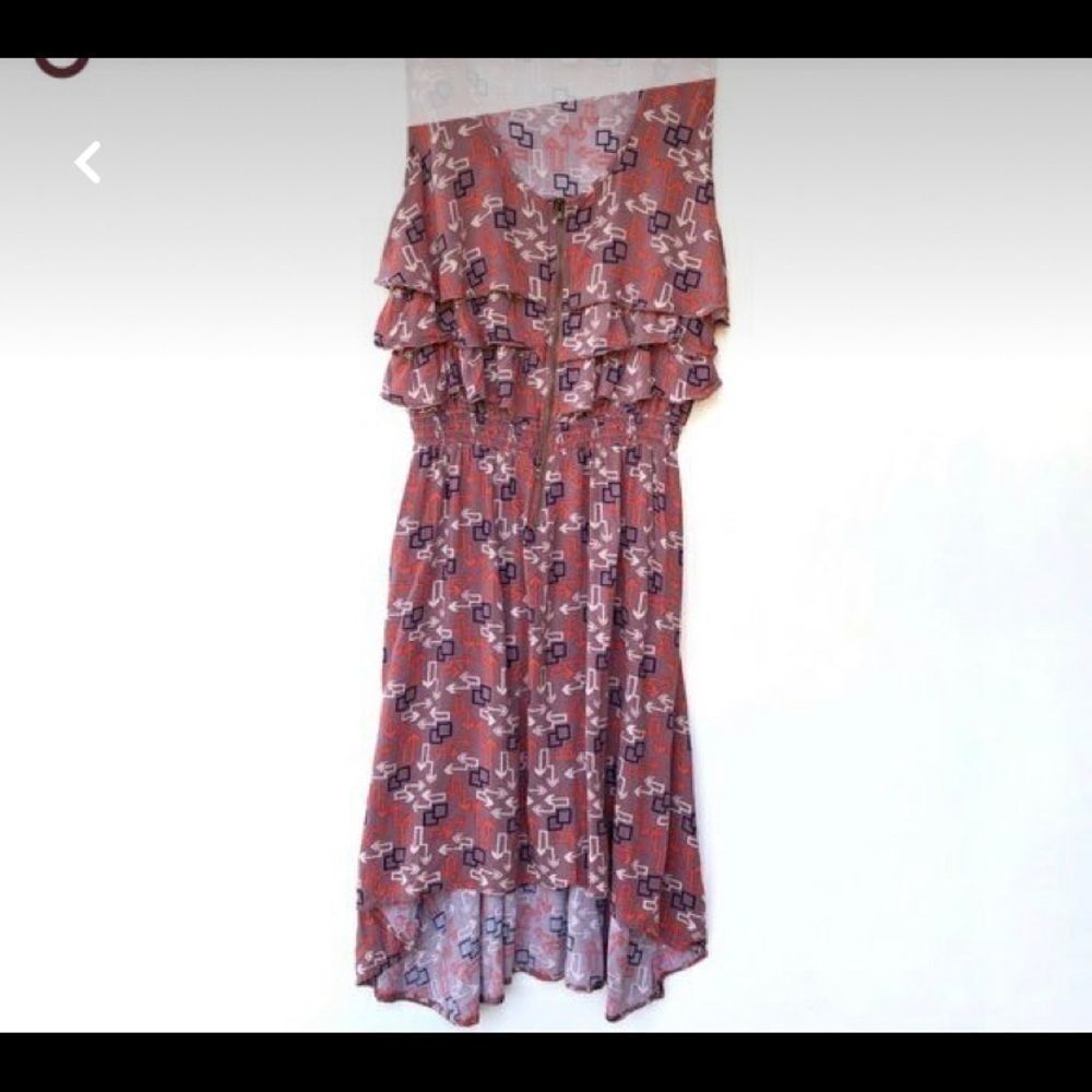 XHILARATION ruffle zipper front high low dress